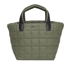 VEE  Collective Quilted Tote in Olive with Black Accents 100 vegan